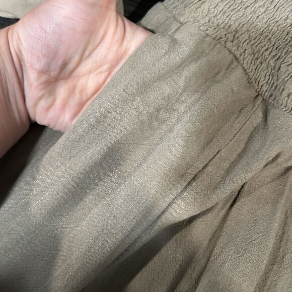 Womens Pants Large Pockets Stretch Boho Wide Leg Linen Blend Lagenlook Neutral - Picture 4 of 12